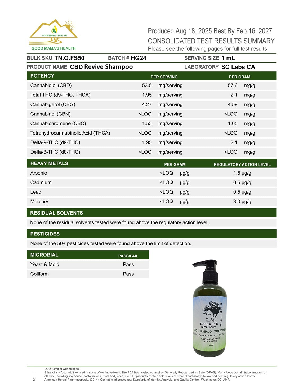 Revive Hair Care CBD Shampoo 16oz & Conditioner 16oz