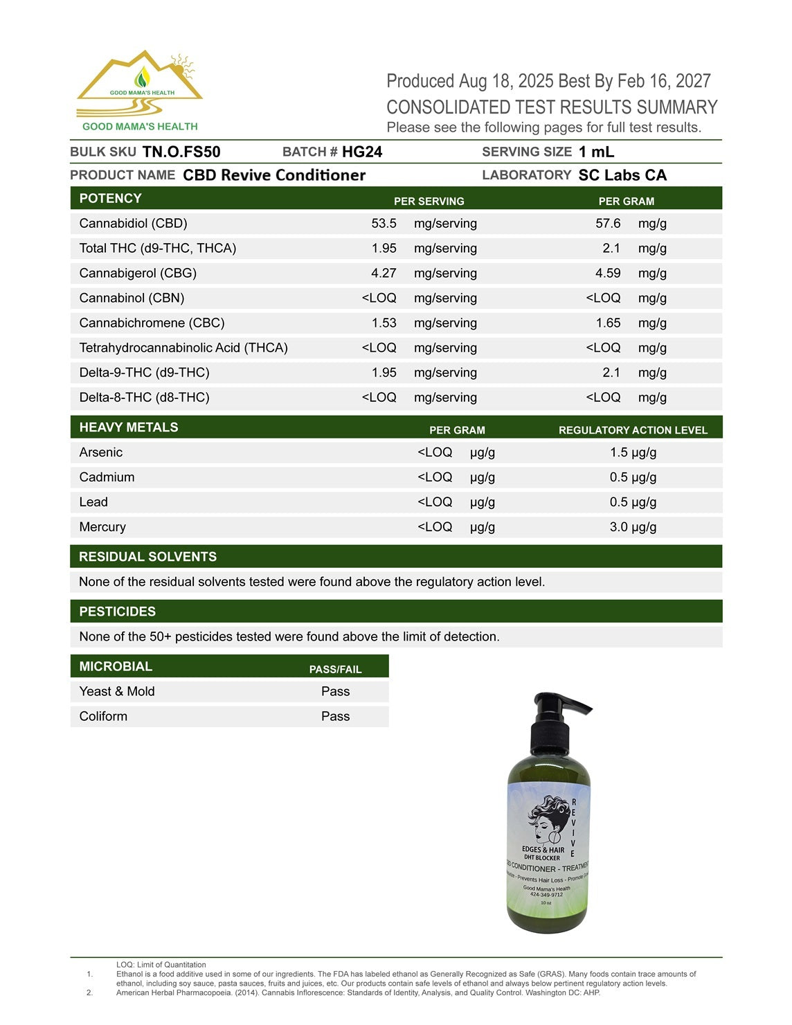 Revive Hair Care CBD Shampoo 16oz & Conditioner 16oz