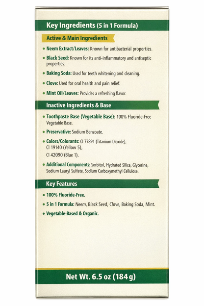 100% Fluoride Free Toothpaste 6.5oz