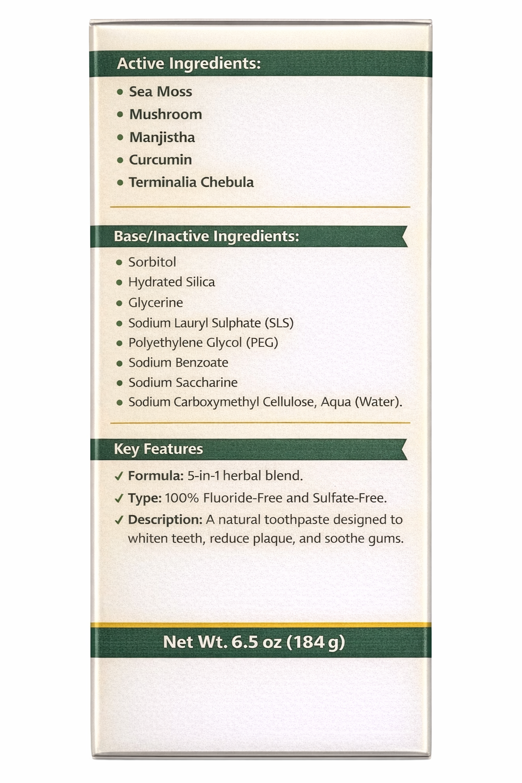 100% Fluoride Free Toothpaste 6.5oz